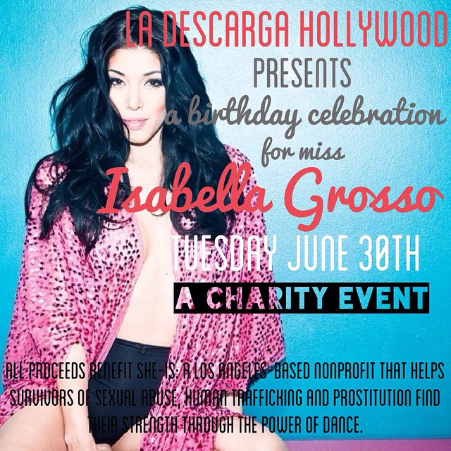 Don't miss this! Tomorrow night, La Descarga Hollywood is proud to present a very special charity event. One of our dear friends, Isabella Grosso, is not only celebrating a birthday, but is also celebrating strength and empowerment. All proceeds from the evening will benefit Isabella's Los Angeles-based nonprofit, She-Is. She-Is helps survivors of sexual abuse, human trafficking, and prostitution find their strength through the power of dance. 
In keeping with the spirit of dance, we will still be starting the evening with our usual Tuesday night salsa lessons from 8:30-9:30, taught by Liinda Garisto and special guest instructor Jose Valencia! The evening features a special cocktail menu, burlesque performance by fire-eater extraordinaire, Eva La Dare, and live music courtesy of Daniel y la Guajira! 
Talk about the club going up on a Tuesday! We recommend taking a personal day this Wednesday- this is one event that is not to be missed! Reservations still available at www.ladescargala.com. ¡Dale!  #charity #losangeles #birthday #ladescarga #houstonhospitality #hollywood #beautiful #girl #empowerment #dance