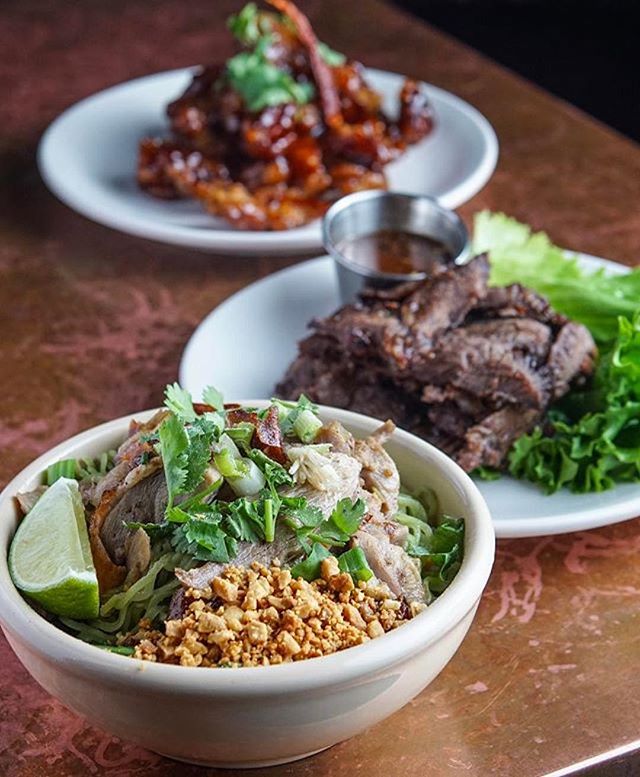 Thursday night dinner 
#Repost @lastname.ip
・・・
crying tiger beef, jade noodles and tamarind orange chicken on @cryingtigerla take out menu. So delicious!! I really love the tamarind chicken  and I believe the tiger should cry since I ate the entire Thai style beef dish without sharing a piece. Haha